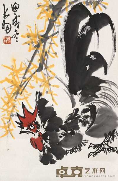 陈大羽 1994年作 公鸡 立轴 69×45cm